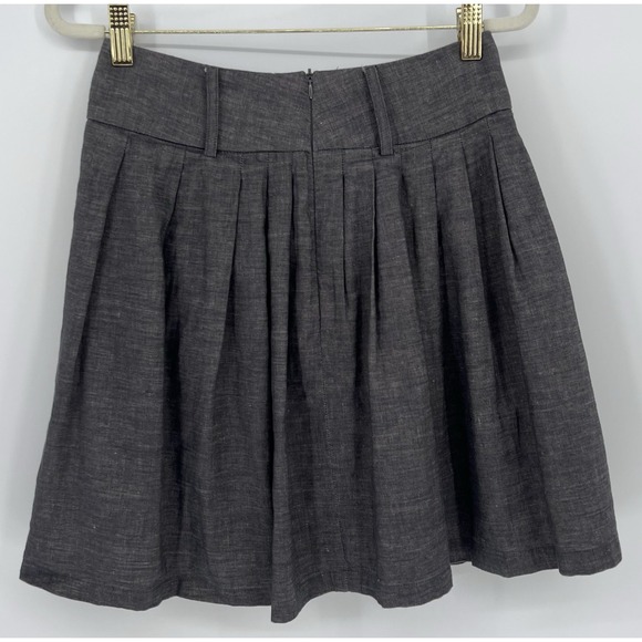 Vintage Y2K Forever Twenty One Mini Skirt S Linen Blend Pleated Grey Schoolcore - Picture 2 of 8
